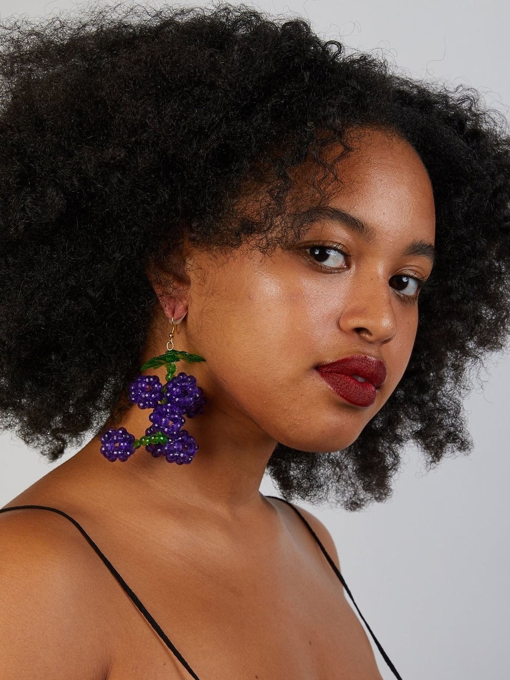 Susan Alexandra Purple Grape Cluster Drop Earrings - Women Jewelry